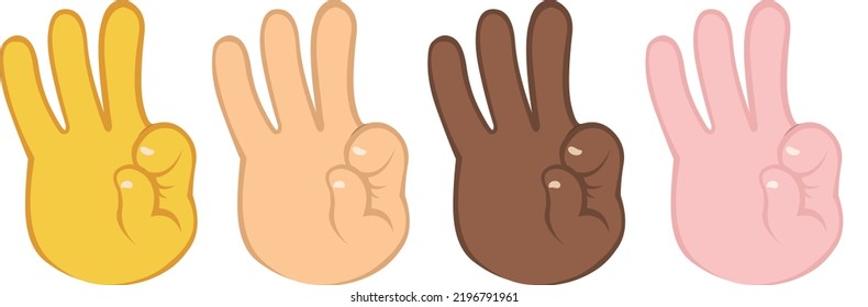 Vektorgrafik von Händen verschiedener Farben, die eine richtige oder perfekte Geste bilden