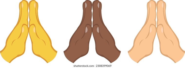 vector illustration of hands of different colors praying