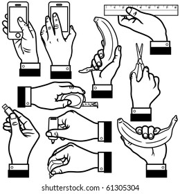 vector illustration of hands in different poses.