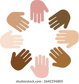 vector illustration of hands, diversity concept, miscellaneous races hands blank frame with copy space for your text	
