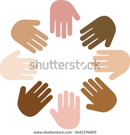 vector illustration of hands, diversity concept, miscellaneous races hands blank frame with copy space for your text	
