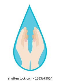 Vector illustration Hands in a drop of water icon