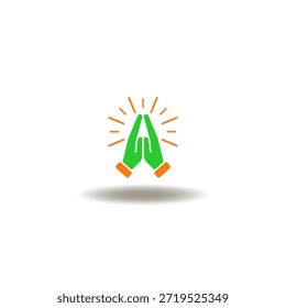 Ilustración vectorial de manos gesto de oración. Firma la oración. Icono de respeto, namaste. Símbolo de agradecimiento, gratitud.
