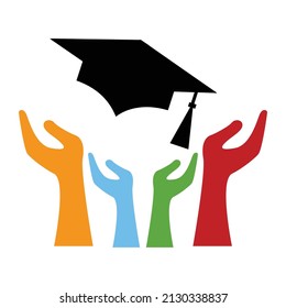 Ilustración vectorial de la graduación de manos aislada en fondo blanco