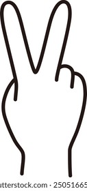 Ilustración vectorial de manos. Señales de mano, paz, tijeras, iconos, líneas