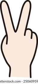 Ilustración vectorial de manos. Señales de mano, paz, tijeras, iconos, líneas