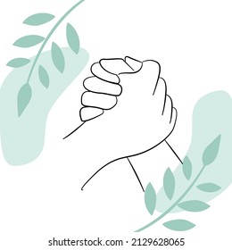 Vector illustration of hands. Handshake is a sign of friendship