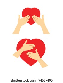 Vector illustration hands with heart