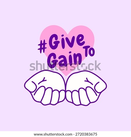 Vector illustration of hands with heart. Concept "Give to gain". International Women's Day 2026.