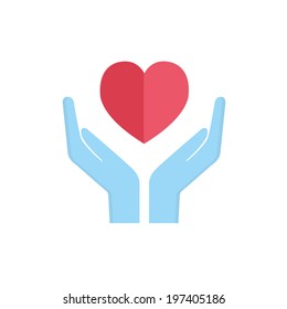 vector illustration of hands with heart on white background