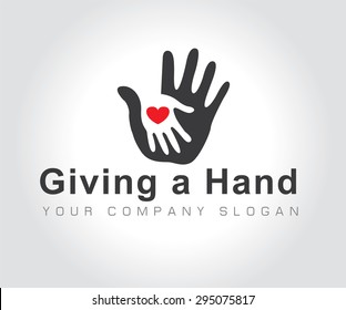 vector illustration of hands with heart on white background