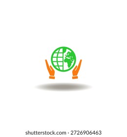 Ilustração vetorial de mãos segurar planeta Terra cuidado. Símbolo de responsabilidade social das empresas responsabilidade social das empresas sustentabilidade e desenvolvimento sustentável.