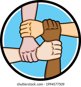 Ilustración vectorial de una mano sosteniéndose entre sí