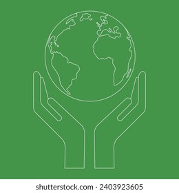 Vector illustration of hands holding the globe in their palms