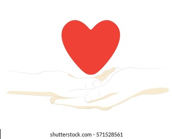 Vector illustration of hands holding heart