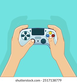 Ilustração vetorial de mãos segurando o joystick 2. Gamepad sem fio.