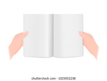 Vector illustration of hands holding an open magazine