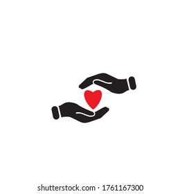 vector illustration hands holding red heart