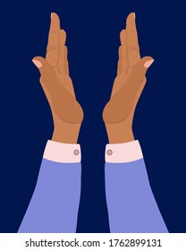 Ilustración vectorial de las manos aisladas sobre un fondo azul. Escrituras y palmas