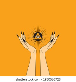 vector illustration hands keep eyes