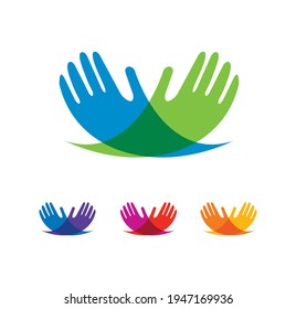 Una ilustración vectorial de las manos. Logotipo con color apilado 