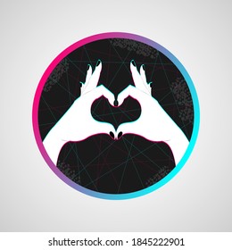 Vector illustration hands make heart sign. Valentine day concept. Icon in the style of a popular social network. Icon for social media. EPS10