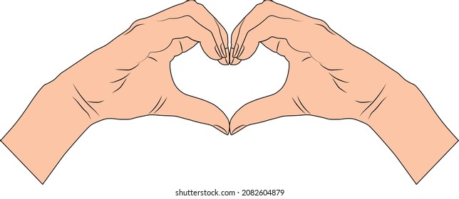 Ilustración vectorial de las manos haciendo símbolo cardíaco.