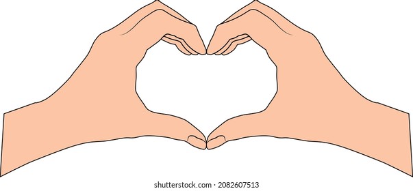 Vector illustration of hands making heart symbol.