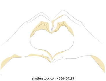 Vector illustration of hands making heart shape.