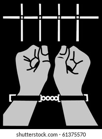 vector  illustration of the hands in manacle