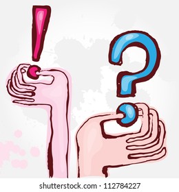 Vector illustration with hands and marks
