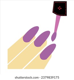 ilustración vectorial de las manos con esmalte de uñas. botellas de esmalte de uñas de ilustraciones vectoriales. dibujo de barniz de uñas sobre fondo blanco aislado para tienda, banner y tarjeta de visita. fondo cosmético