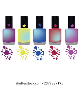 ilustración vectorial de las manos con esmalte de uñas. botellas de esmalte de uñas de ilustraciones vectoriales. dibujo de barniz de uñas sobre fondo blanco aislado para tienda, banner y tarjeta de visita. fondo cosmético