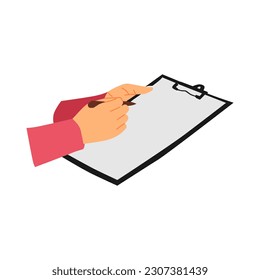 ilustración vectorial de manos y notas en un portapapeles