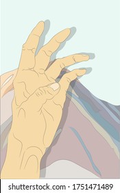 vector illustration of hands on a colored background, vector