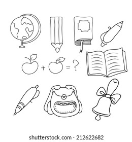 vector illustration of hands on school subjects