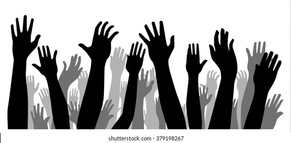 Vector illustration  of a hands on white