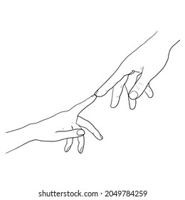 Vector illustration of hands. Ornament for decoration. An element for congratulations. Illustration for printing.
