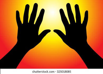 Vector Illustration Hands Reaching Into Air Stock Vector (Royalty Free ...