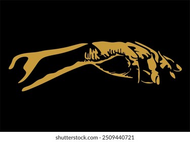 Vector  illustration of hands reaching isolated on background. Hand drawn