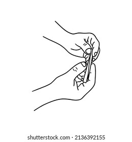 Vector Illustration Of Hands Rolling A Joint. Rolling Marijuana Joint With Two Hands And Paper.