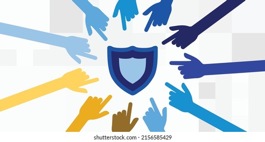 vector illustration of hands and shield symbol for identity protection data exposure and privacy