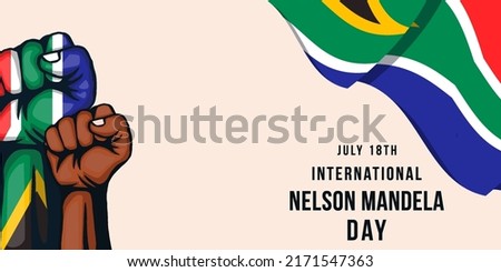 vector illustration with hands showing strength, unity, and power for international nelson mandela day concept Stockfoto © 