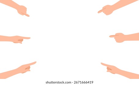 vector illustration of hands theme hands pointing towards the center