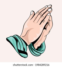 Ilustración vectorial de las manos juntas 