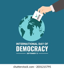 Vector illustration, hands voting, as a banner or poster, International Day of Democracy.