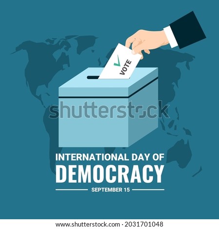Vector illustration, hands voting, as a banner or poster, International Day of Democracy.