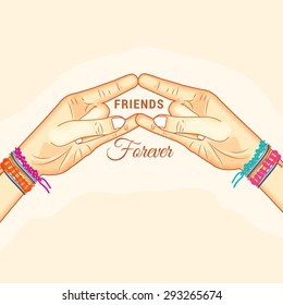 Vector illustration hands with wear friendship day.