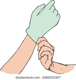  ilustración vectorial de las manos con guantes, perfecta para su uso en diseños relacionados con la limpieza, la higiene, la medicina o temas relacionados con el invierno