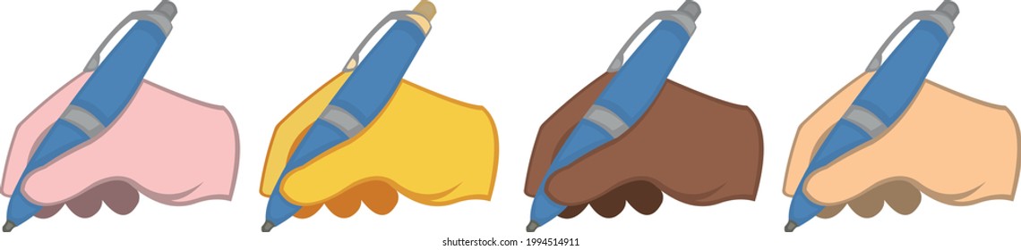 Vector illustration of hands writing emoticons